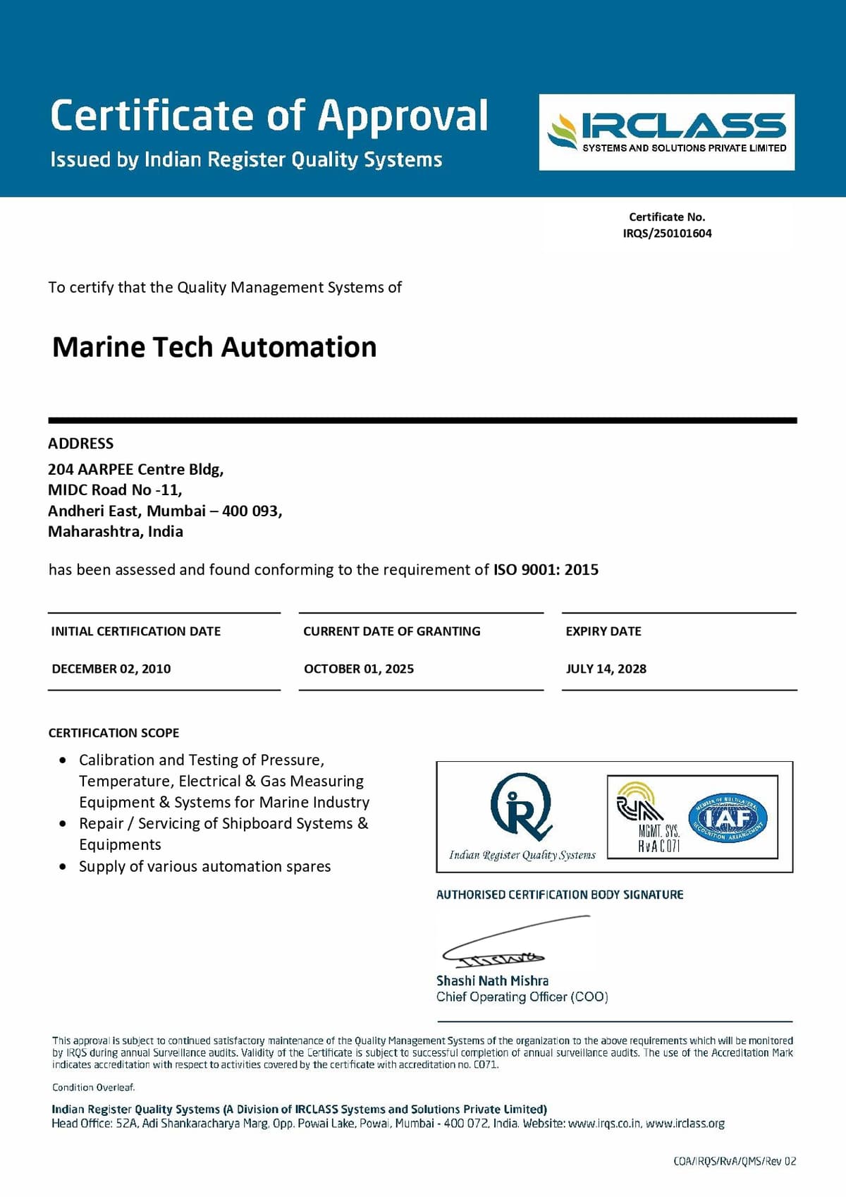 RvA IAF Accreditation Seal